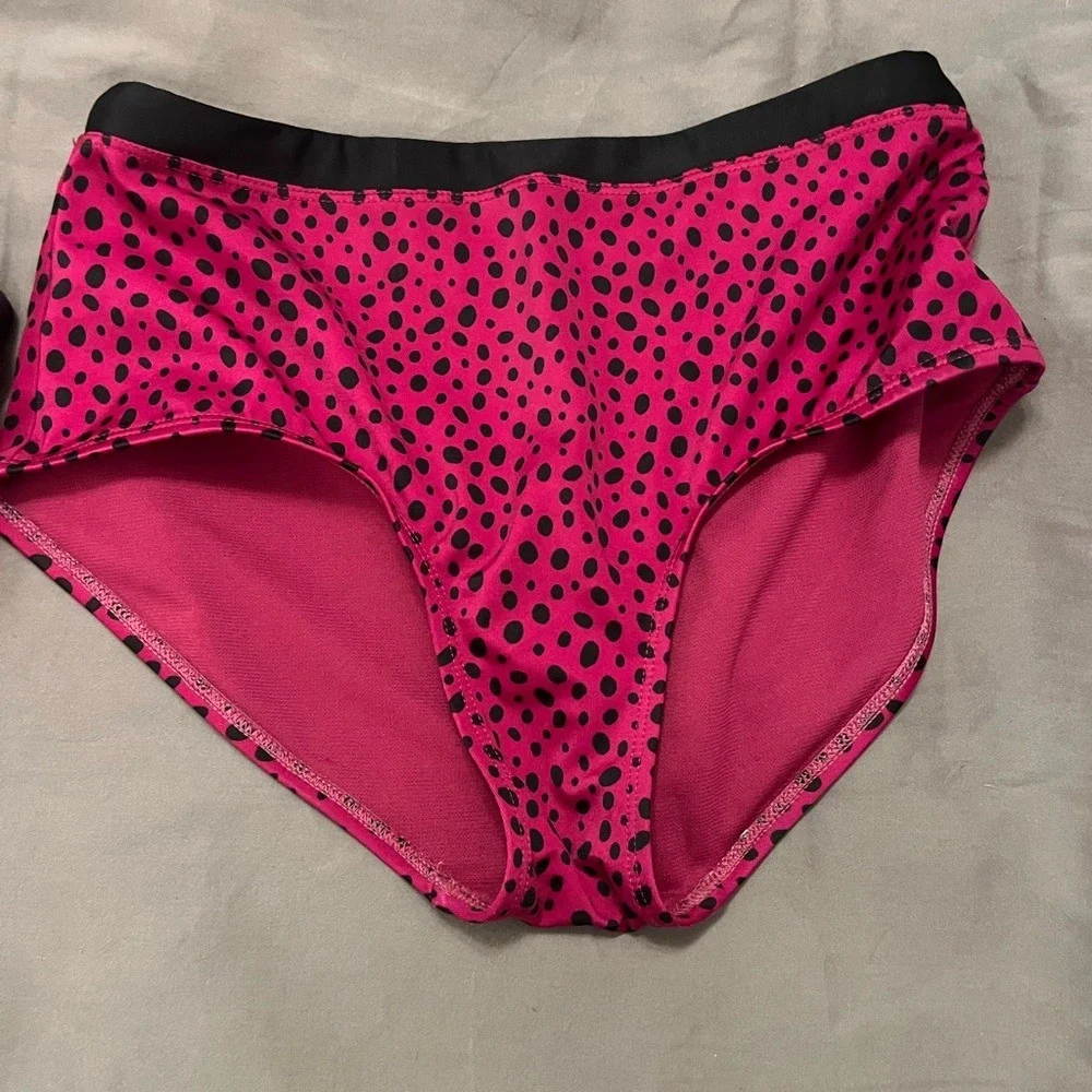 All In Motion Kids Pink Dalmatian Print Two Piece Swimsuit‎ Bikini Set XS